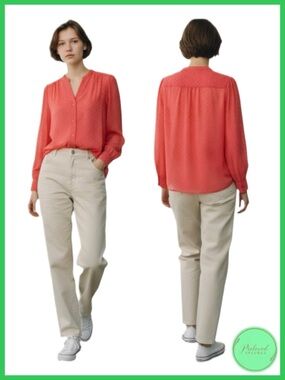Banana Republic Factory Drapey Textured Long Sleeve Blouse